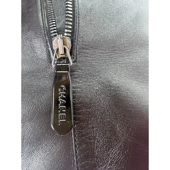 ⭐️ Chanel Black Leather Cap Toe Over The Knee Boots Sz 37 / 7 - Picture 12 of 16